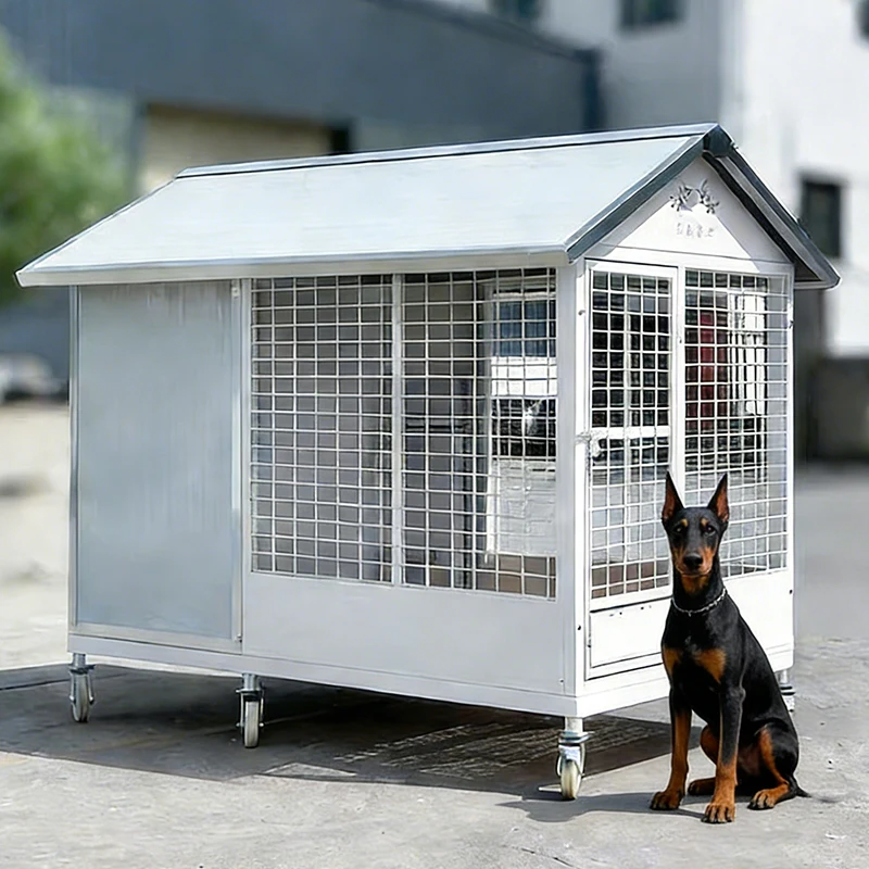 Manufacturer Luxury Stainless Steel Simple Boxed Outdoor Kennel Large Waterproof Customizable Kennel