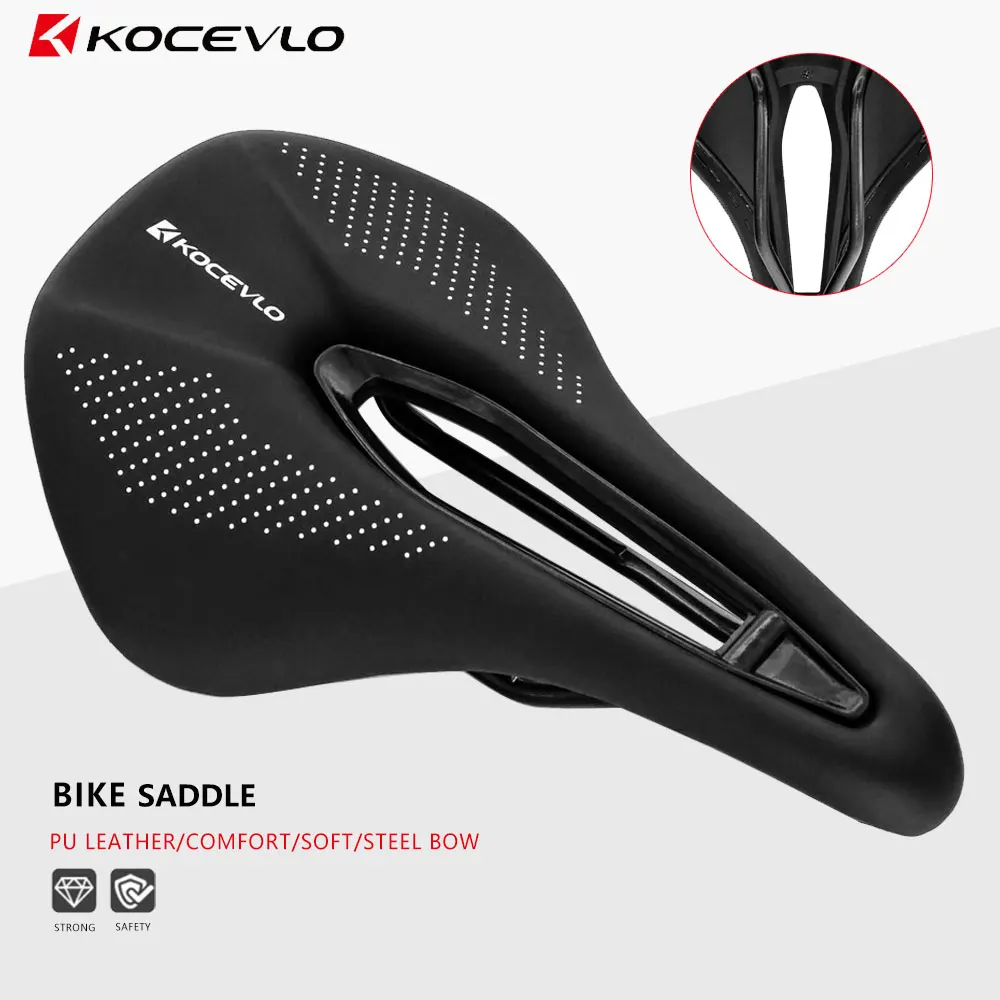 KOCEVLO Bicycle Seat Saddle Mtb Road Bike Steel Saddles Mountain Bike Racing Saddle Pu Breathable Soft Comfortable Cushion