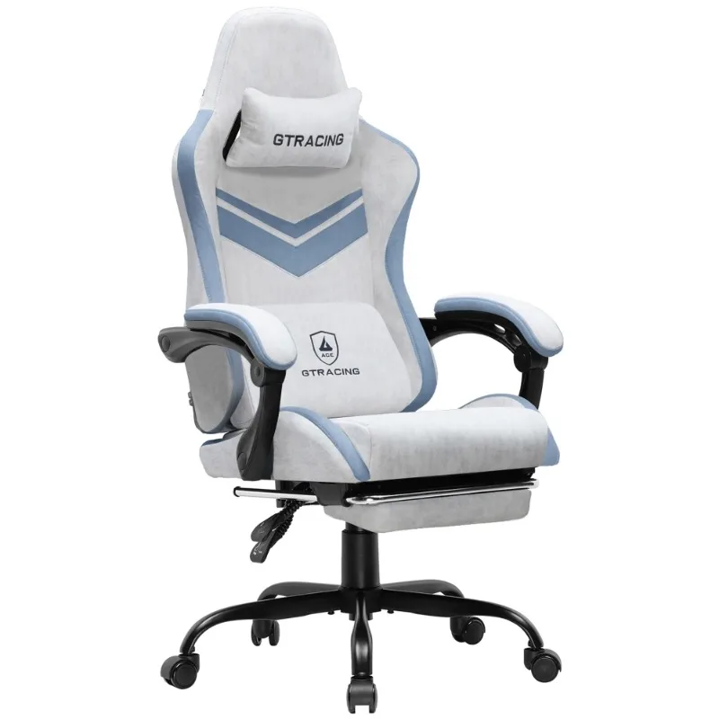 

GTW-300 Ergonomic Adjustable Height Reclining Fabric Gaming Chair , Gray/Blue