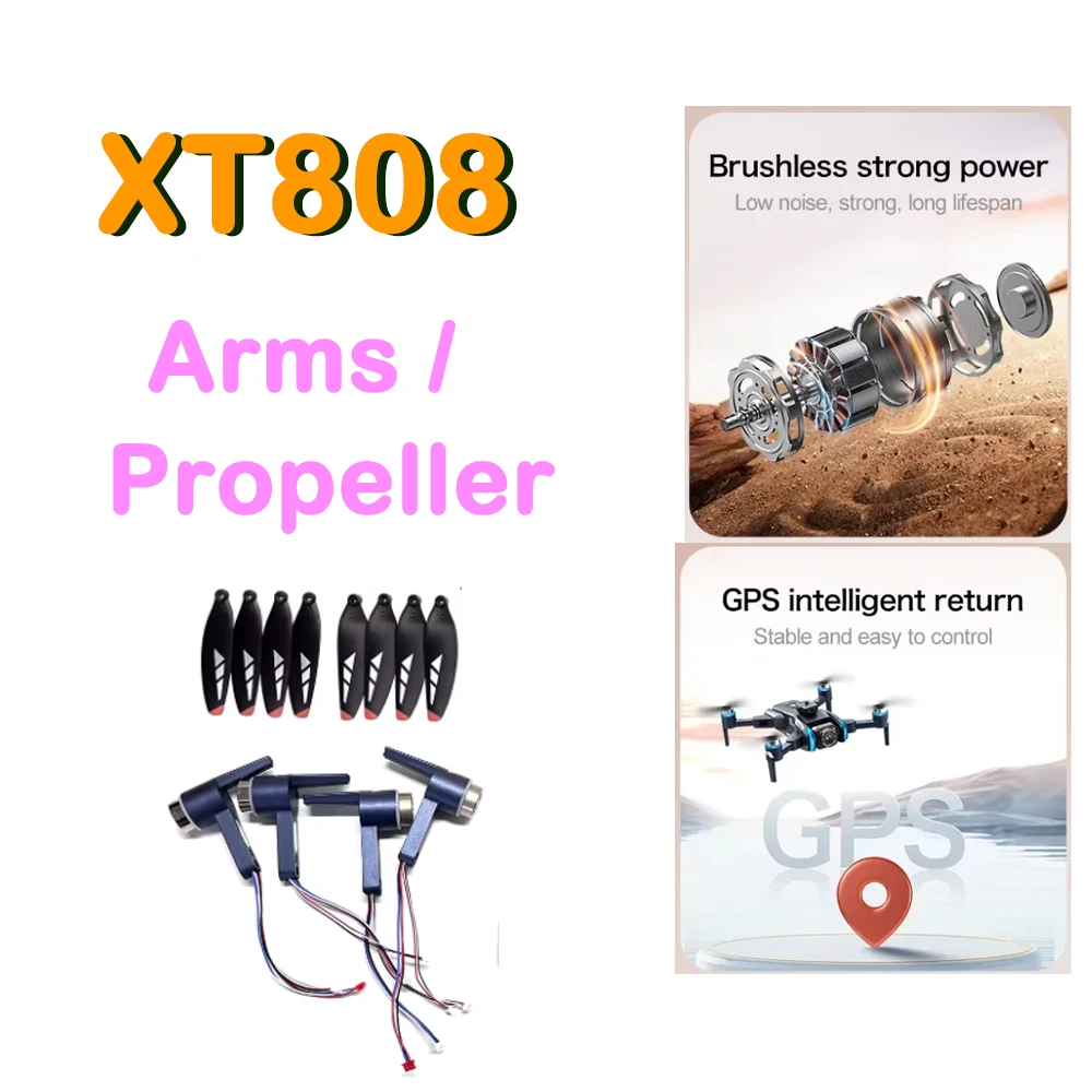 Front Rear Motor Arm / Propeller Blade Original for LSRC XT808 Folding Drone LS-XT808 Screen Quadcopter Battery Part  Accessory