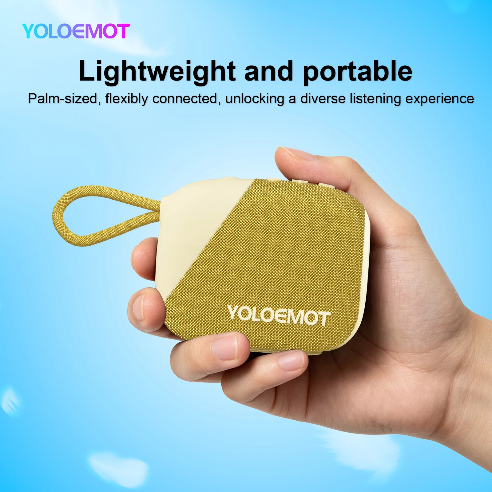 Portable Speaker Bluetooth 5.3 Mini 15W Palm Sized Deep Bass IPX7 Waterproof 10H Magnetic Quick Pair RGB Camping Travel