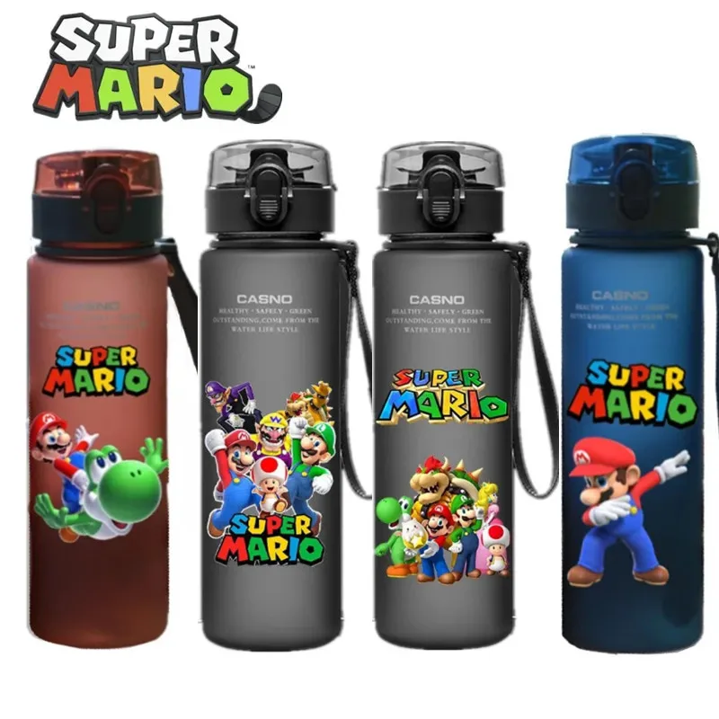 Super Mario 560ML Water Cup Children Portable Plastic Cartoon Luigi Outdoor Large Capacity Sports Water Bottle Holiday Gifts