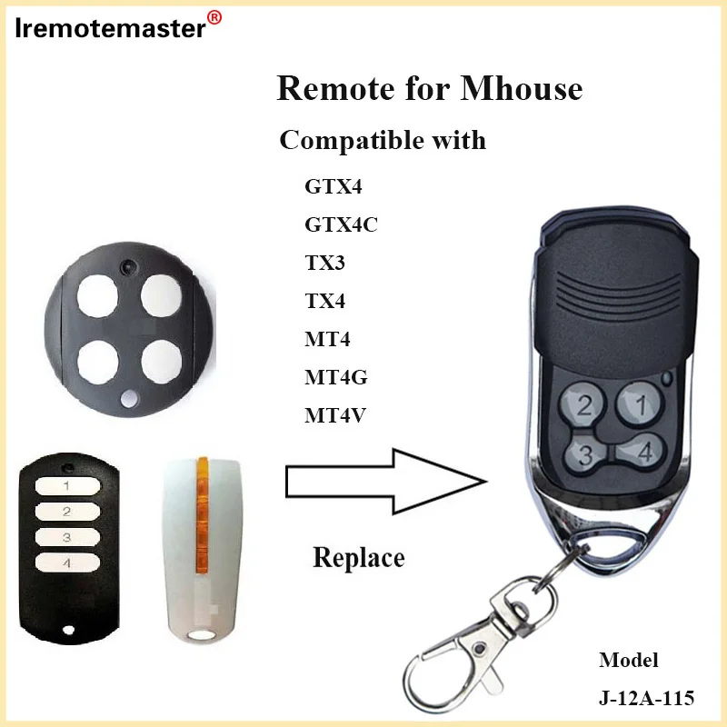 Garage door remote control for mhouse TX3 ​TX4 ​GTX4 ​MT4 ​MT4V ​MT4G 433mhz  gate door openers