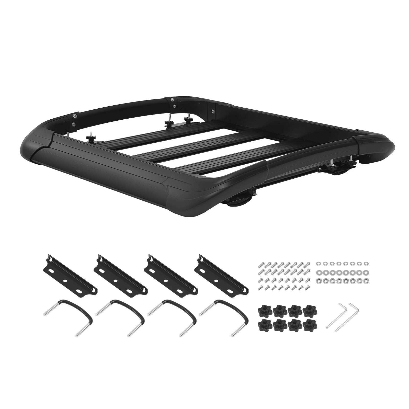 

SucceBuy 150 lbs Roof Rack Cargo Basket 38x38x5.59 in Roof Top Carrier Basket Fits Crossbars up to 3.54 x 1.97 in for SUV Truck