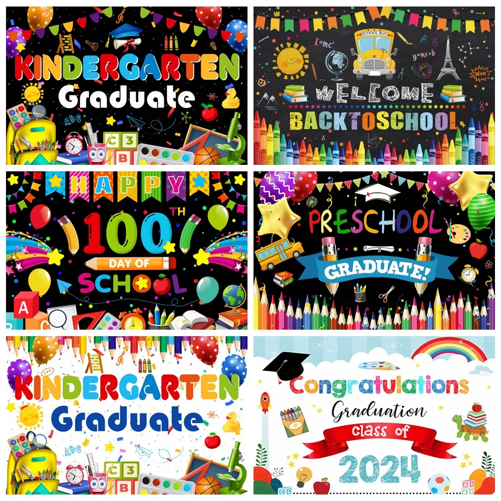 

Preschool Kindergarten Graduate Photography Backdrop Class Kids Kindergarten Congrats Grad Graduation Photo Background