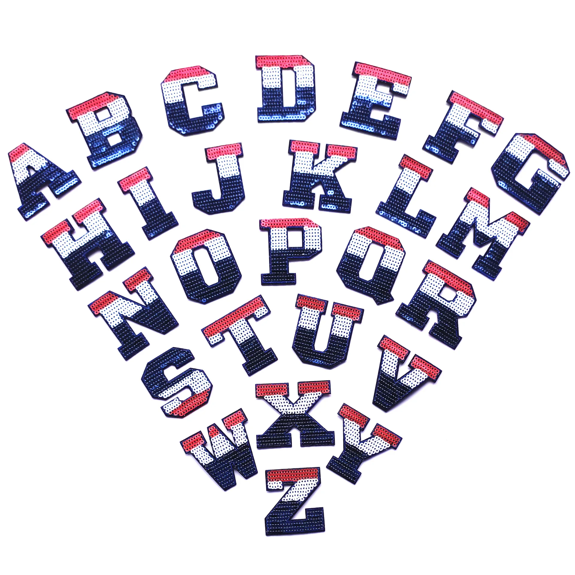 26 ABC Sequnied Letter Patches Iron on For Clothing Red White Dark Blue Clolrful Embroidered Alphabet Applique for DIY Accessory