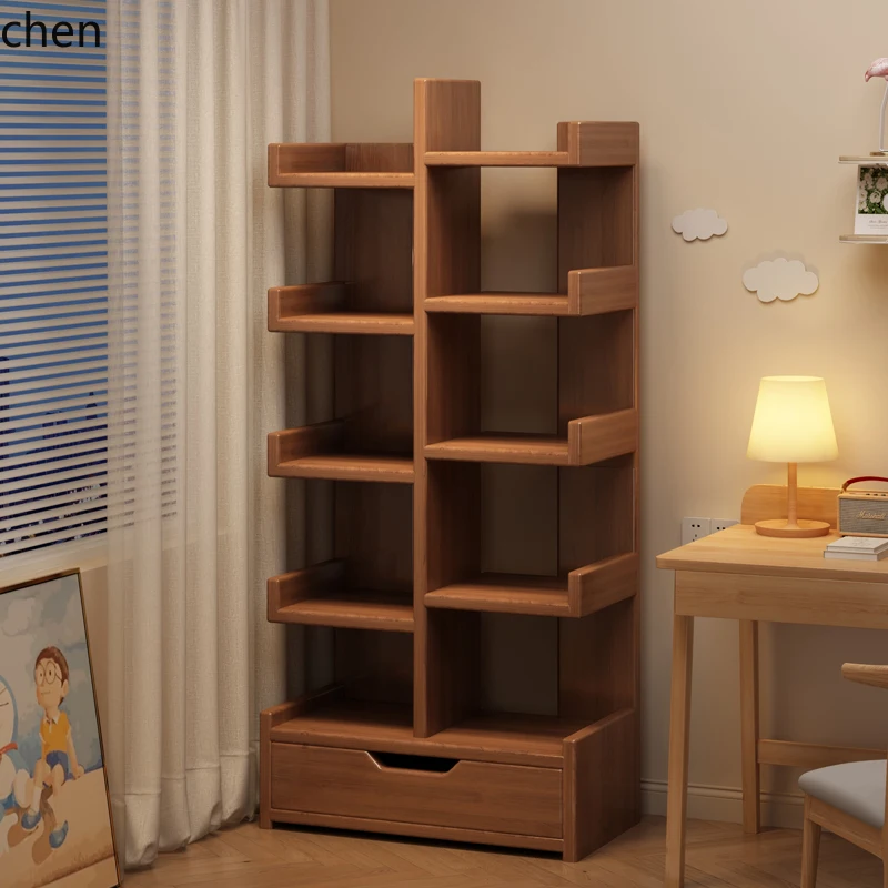 

HTT Small Bookshelf Solid Wood Floor-standing Storage Rack Desk Window-side Storage Cabinet Multi-layer Narrow Cabinet Bookcase