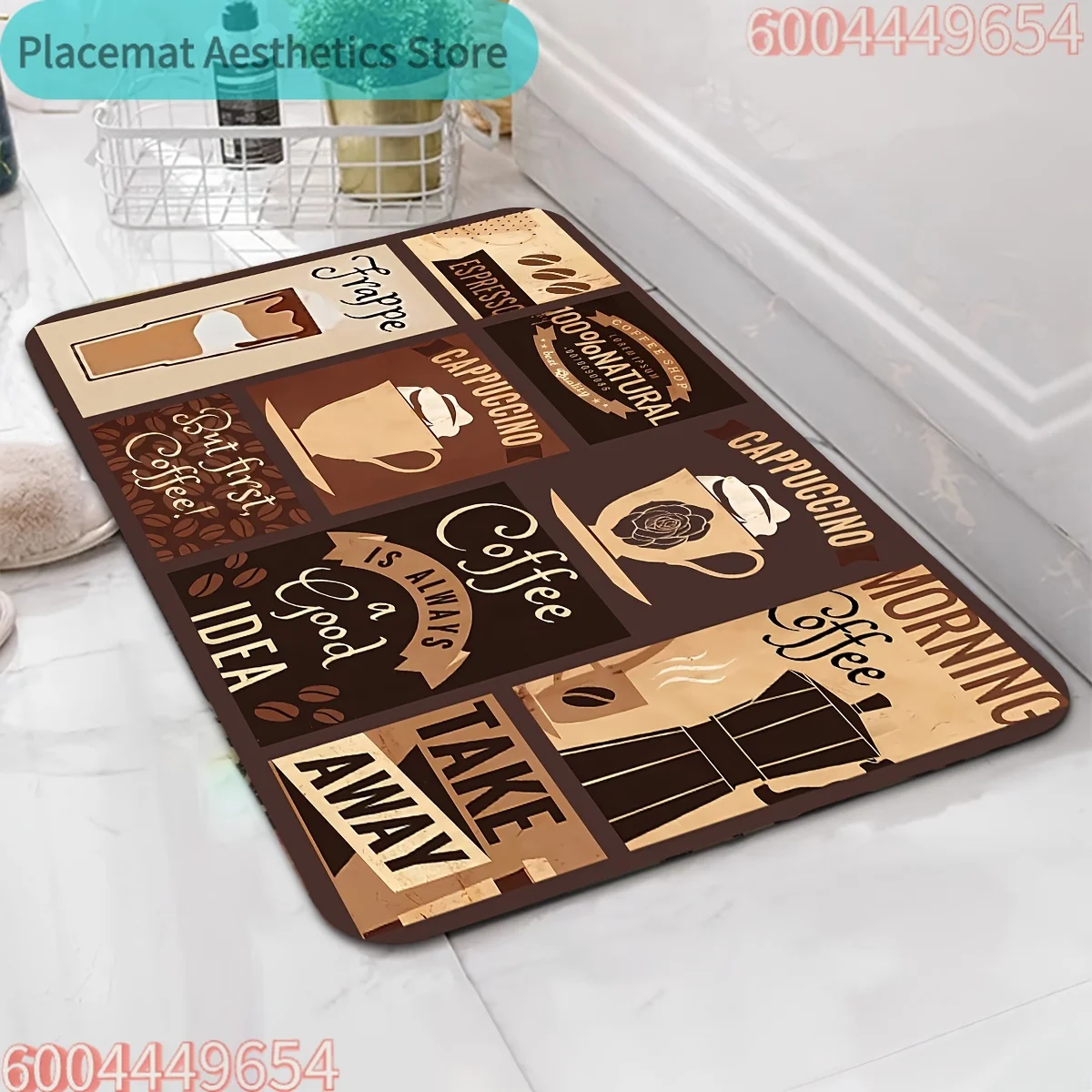 Vintage Coffee Pattern Kitchen Carpet Mat Rug Living Room Dining Room Home Decoration Non Slip Home Carpets for Living Room