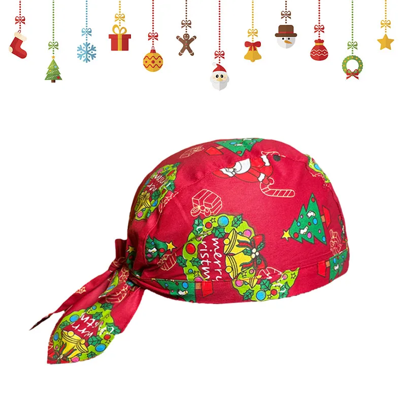 Christmas Print Cooking Cap Party gatherings Baking Food Job cap Restaurant Chef Caps Kitchen Working Hat Canteen Bakery Cooker