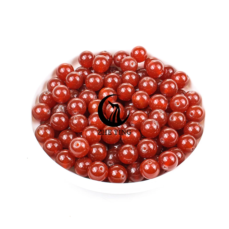 Zhe Ying Uruguay Carnelian Natural Stone Round 6 8 10mm Smooth Beads For Bracelet Necklace DIY Strand 15''