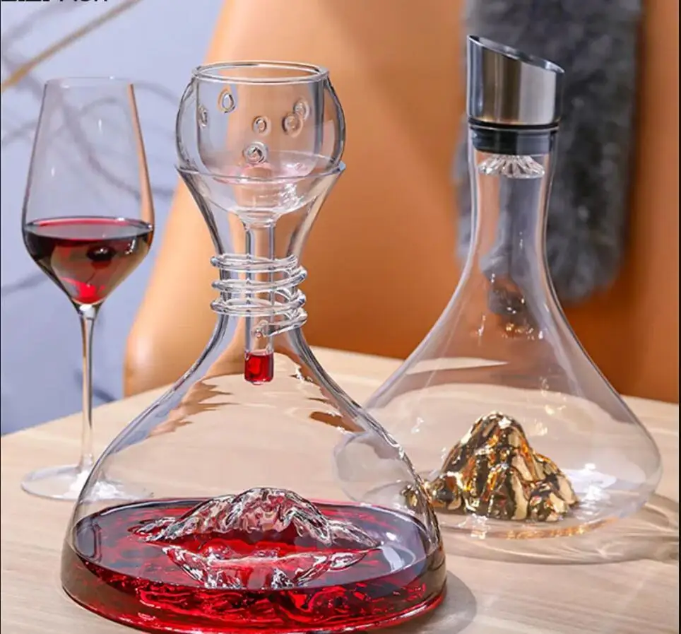 1800ML/1500ML Nordic Iceberg Quick Decanter Funnel Red Wine Household Dispenser Crystal Glass Bar Set