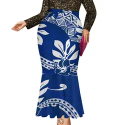 2024 New Women'S Maxi Dress Custom Polynesian Temperament Fishtail Skirt Pacific Tribal Ethnic Printed Half Skirt Samoa Islands