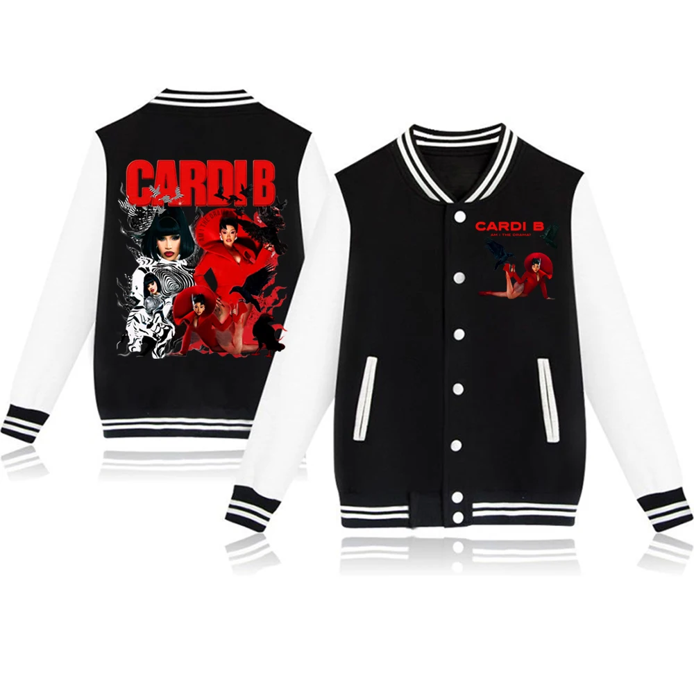 ألبوم جديد Cardi B Am I The Drama زي بيسبول هوديي سترة للجنسين Harajuku البلوز مروحة هدية
