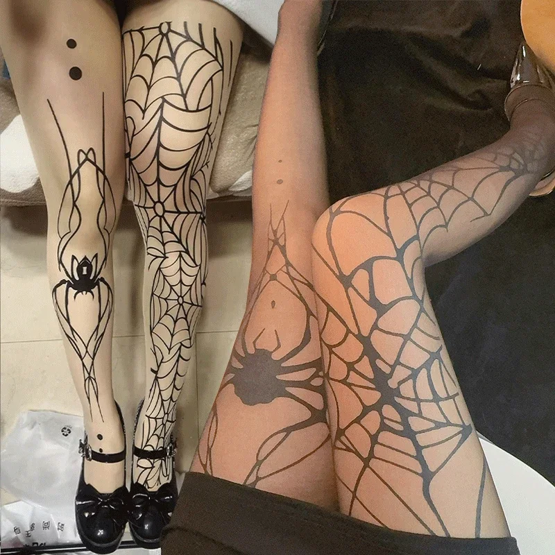 Gothic Vintage Dark Fishnet Tights Stocking Women Emo Alternative Sexy Spider Web Witch Pantyhose Y2k E-girl Cyber Punk Socks