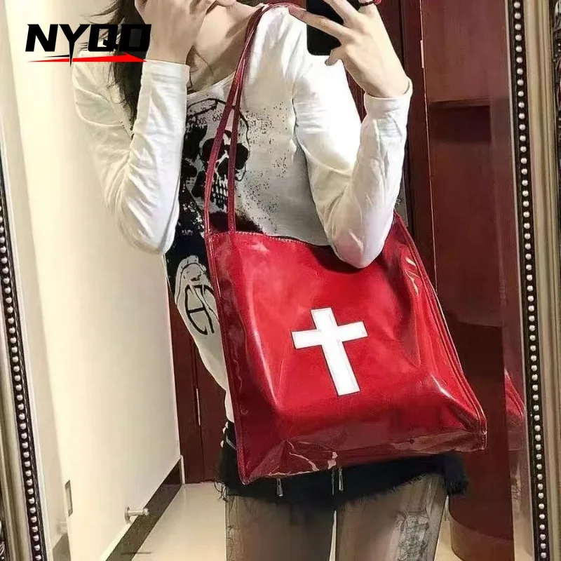 Vintage Y2k Spice Girls Shoulder Bag Ladies Metal Gothic Subculture Cross Punk Tote Underarm Bags Lager Capacity Handbag Women