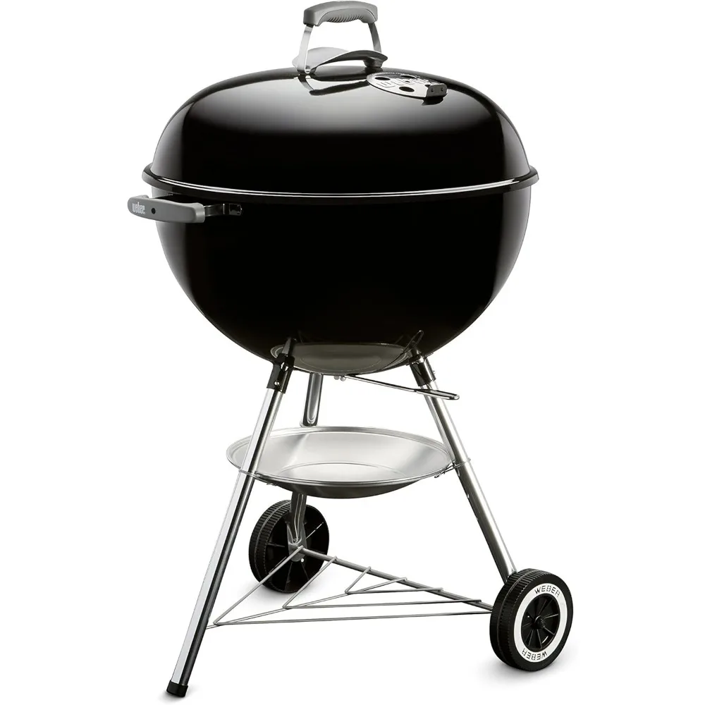 

22 Inch Black Charcoal Grill Classic Outdoor BBQ with One Touch Cleaning and Temperature Control