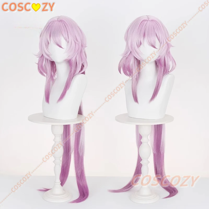Honkai Star Rail Evernight March 7th Peluca de cosplay Peluca larga rosa púrpura Misterioso invitado extranjero Amporo Fiesta de Halloween Mujeres