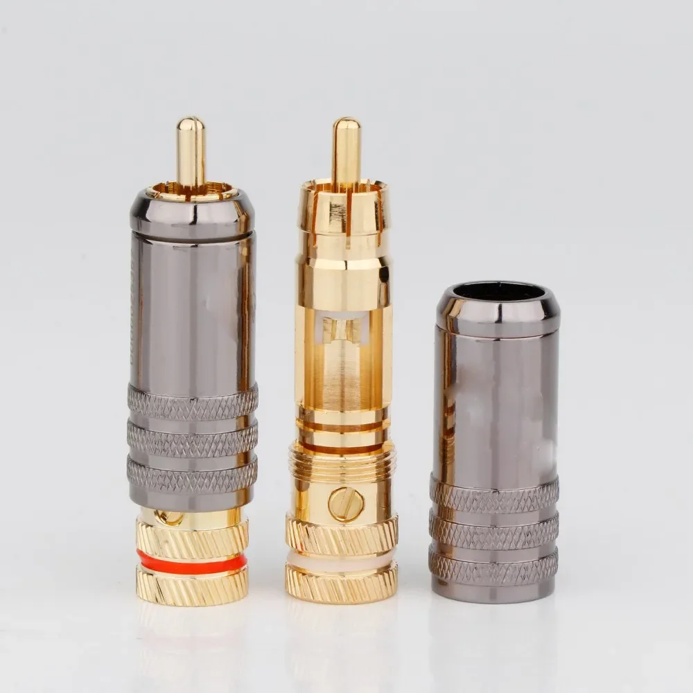 

4pcs 0150 plug 24K Gold Plated RCA Terminal Jack RCA Connector Audio Video rca Plug 57mm*14mm