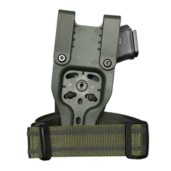 Funda táctica OWB Glock nivel III con cinturón de muslo verde