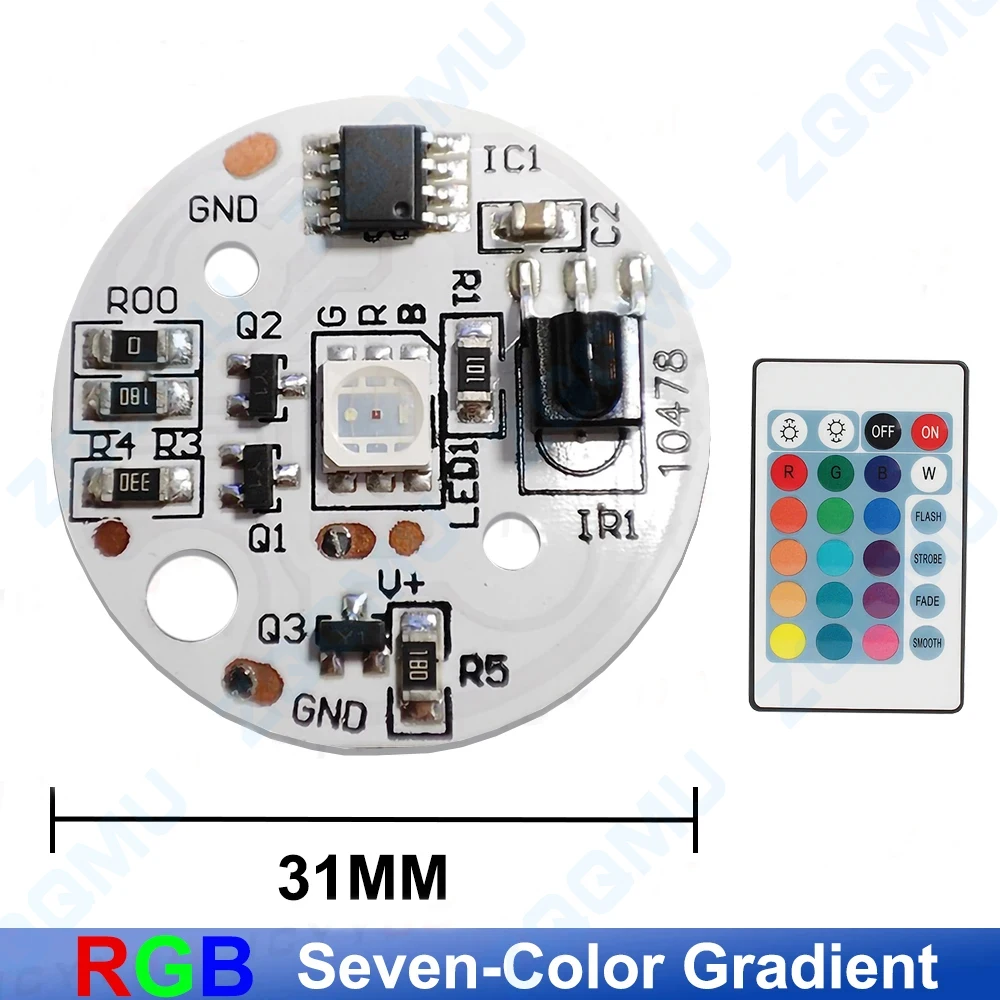 LED RGB Luz Board com Controle Remoto, 16 Cores, Gradiente Colorido, Rodada Lâmpada Board, USB, DIY Noite Luz Ambiente, Baixa Tensão, DC 5V