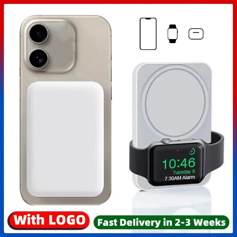 

10000mAh Magnetic Power Bank 3 in 1 Wireless Fast Charger For Apple iPhone iWatch AirPods External Auxiliary Backup Battery Pack