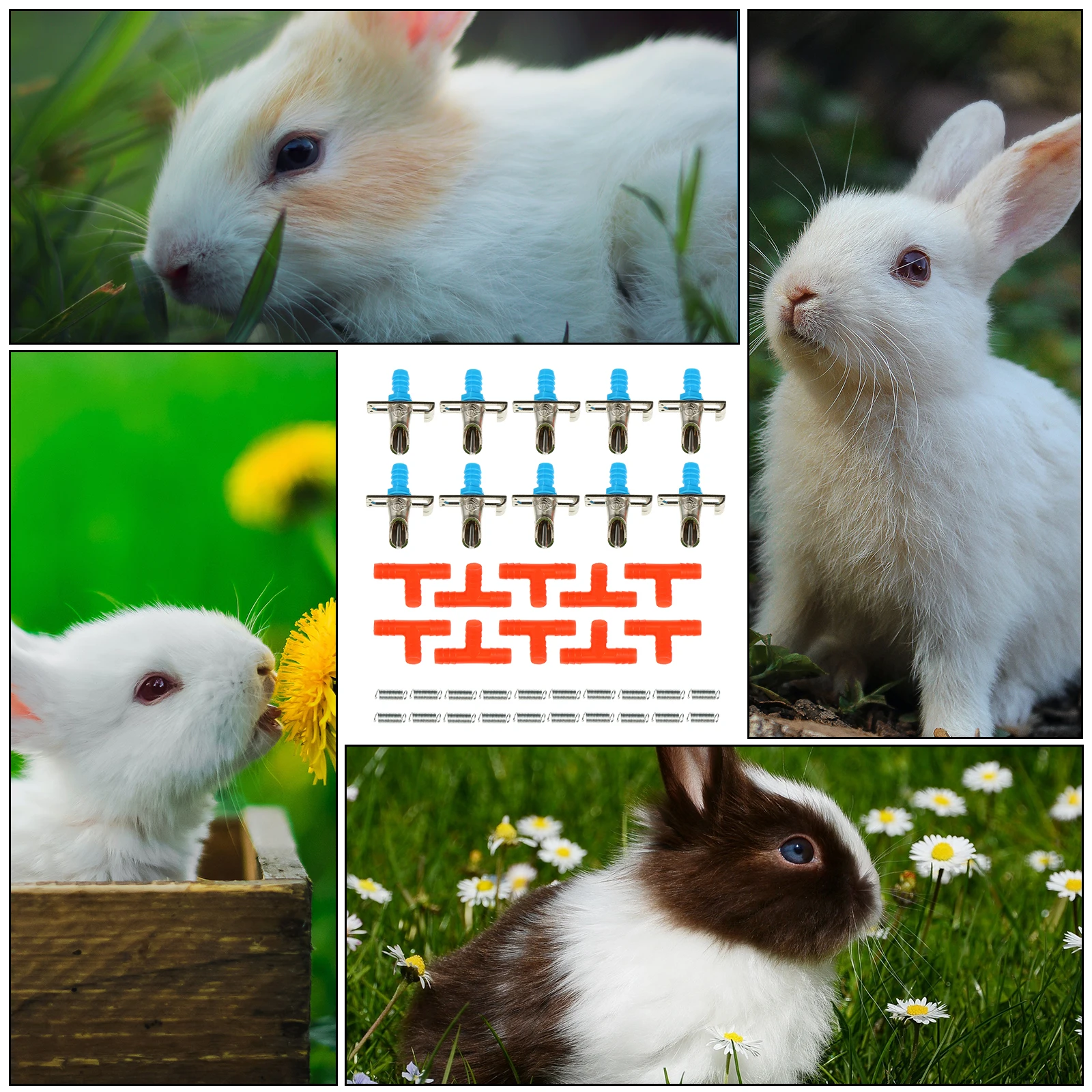 

10pcs Automatic Rabbit Drinker Durable Red Double Spring for Cage Feeder Small Animal System Bottle Pet