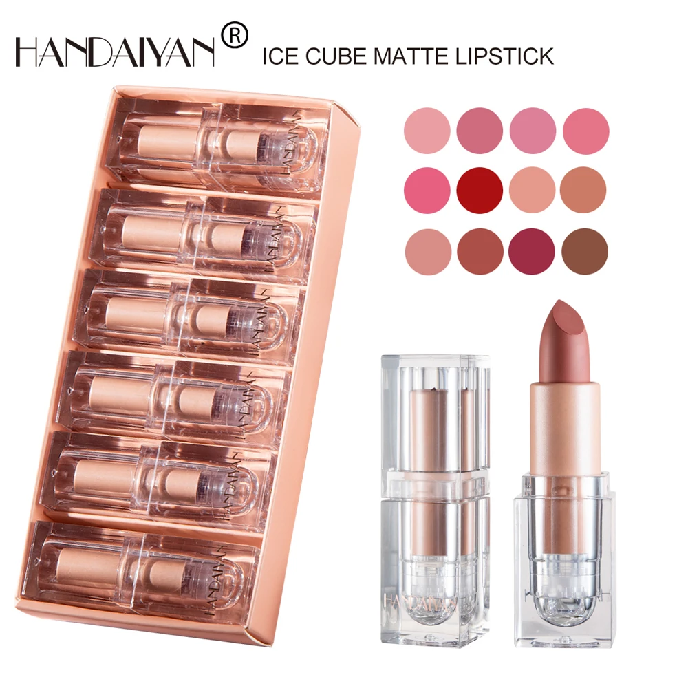 HANDAIYAN 6-Piece Set Clear Square Tube Lipstick - Matte Velvet Lipstick Ensemble