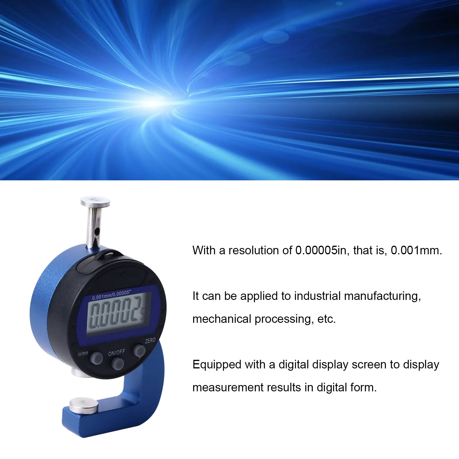 Digital Thickness Gauge Electronic Thickness Caliper Meter 0.001mm Resolution for Measurement