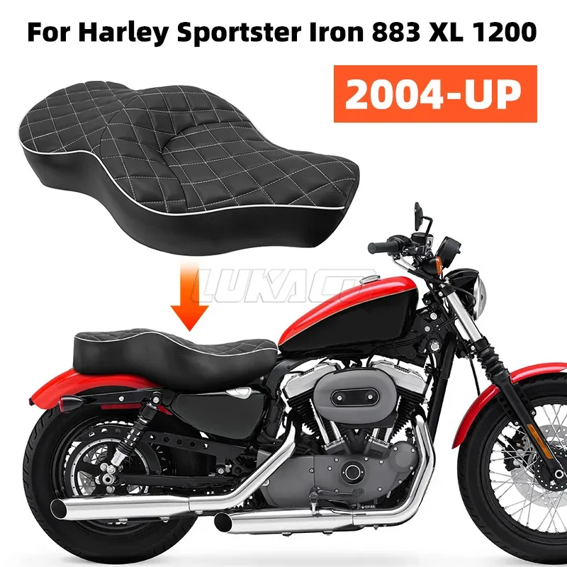 Motorrijder Passagier Twee Up Lederen Zetel Voor Harley Sportster XL883 XL1200 Ijzer XL 883 1200 48 Achtenveertig 2004-2015