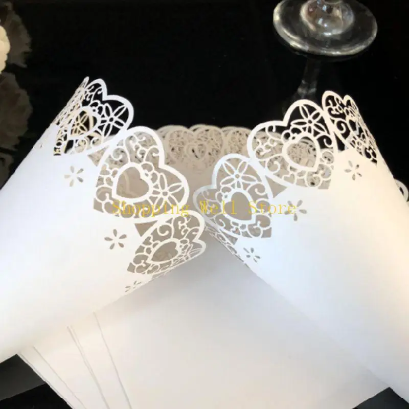 

KX4B 50pcs Cut Love Heart Lace Laying Candy Wedding Party Confetti Cones