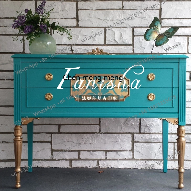 

French porch cabinet living room against the wall foyer decorative engraved light luxury drawer cabinet