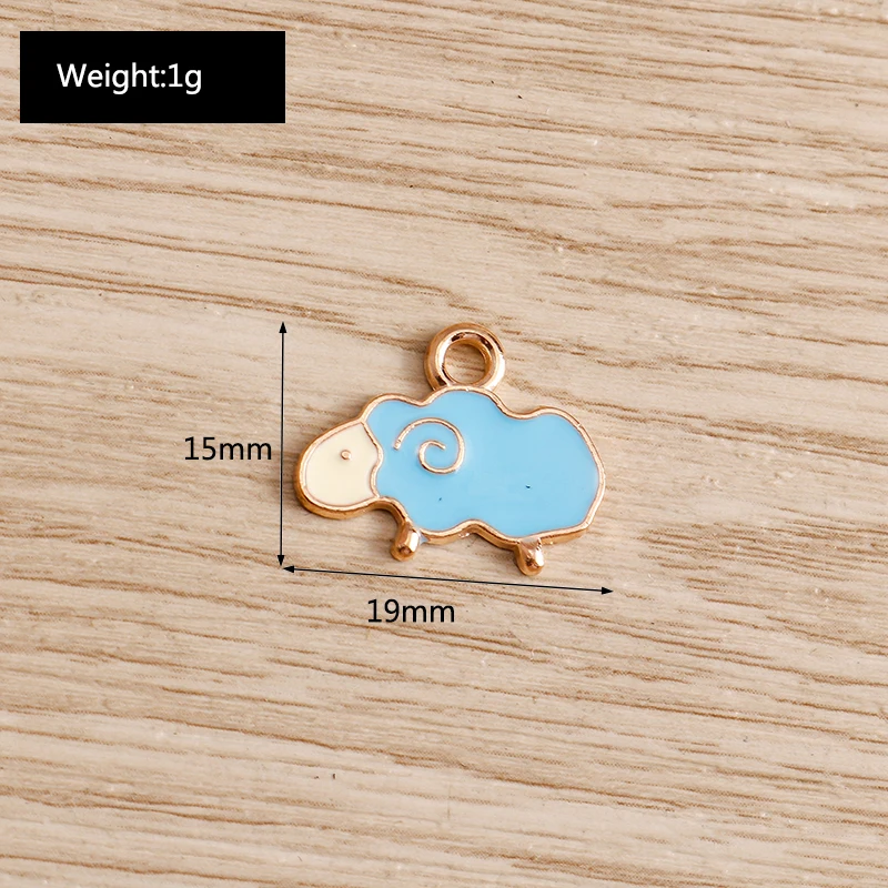 Tusember 20 Stück, 3 Farben, 19*15mm, niedliche Ziegen-Emaille-Schaf-Anhänger für Ohrhänger, Halsketten, DIY-Schmuckherstellung – Detail 1