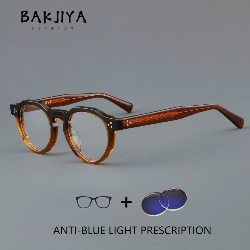 

Vintage Handmade Acetate Optical Prescription Glasses Fashion Designer Men and Women Retro Tea Brown Oval Eyeglasses Frames