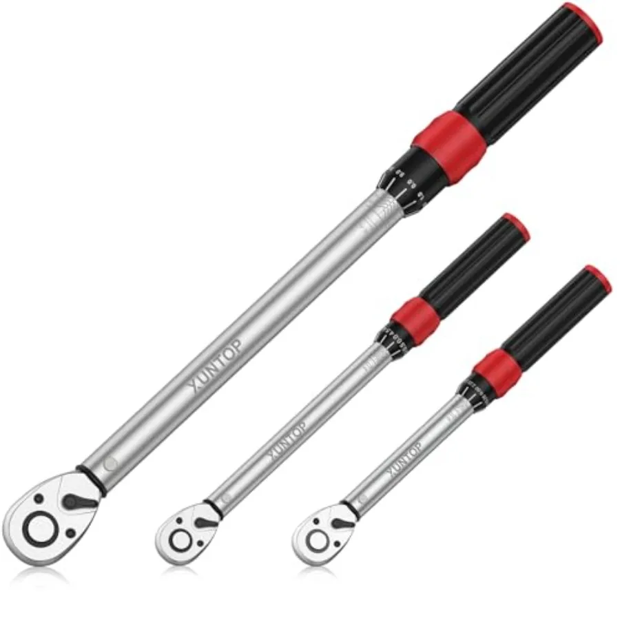 

Torque Wrench 1/4 3/8 1/2 inch 3 PCS Drive Click Torque Wrench for 40-220 in.lb 5-45ft.lb 15-155ft.lb 72 Tooth Dual Direction A
