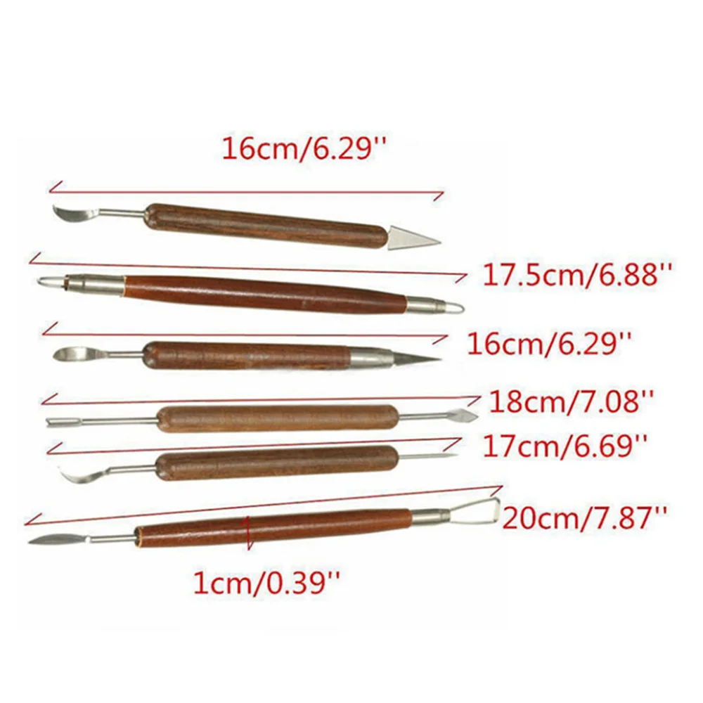 6pcs Clay Sculpting Wax Carving Pottery DIY Tools Shapers Polymer Modeling Gift