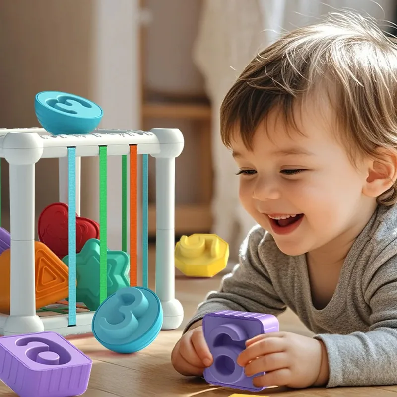 Baby Education Cube Toys Shape Matching Stacking Learning Toy Early Childhood Enlightenment Games Stimulating Visual Development