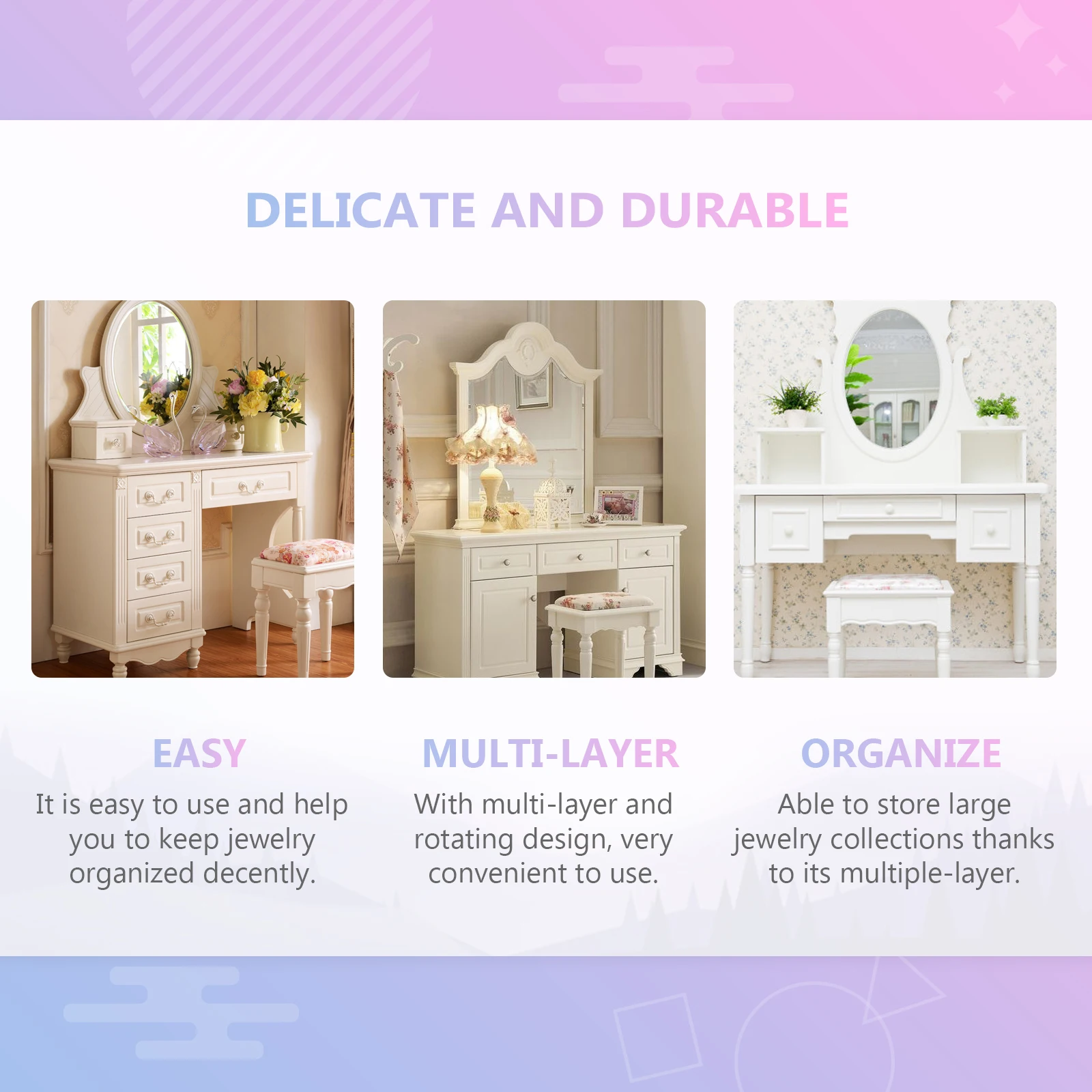 

Rotatable Desktop Jewelry Storage Box Multi Layers Organizer Container For Makeup Brushes Ang Pens Multi-Layer Rotating Design