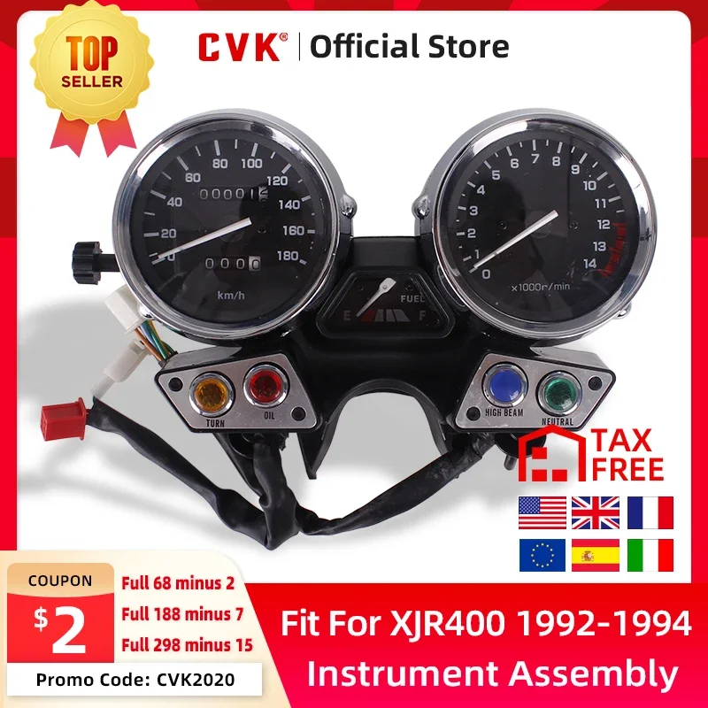 CVK Instrument Assembly Gauges Meter Cluster Speedometer Odometer Tachometer For YAMAHA  XJR400 XJR 400 1992 1993 1994 92 93 94