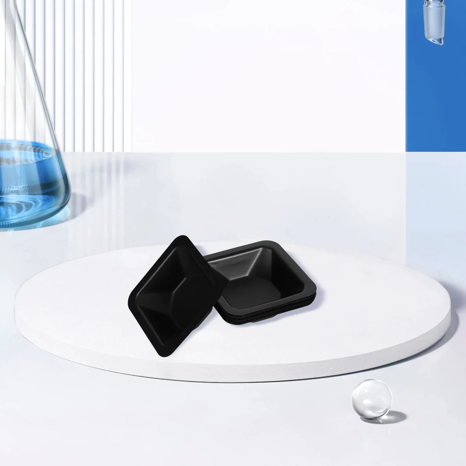 

20 PCS Laboratory Weighing Dishes Measuring Trays Boats Plastic Pans Pour Kitchen Supply Black Plates Work