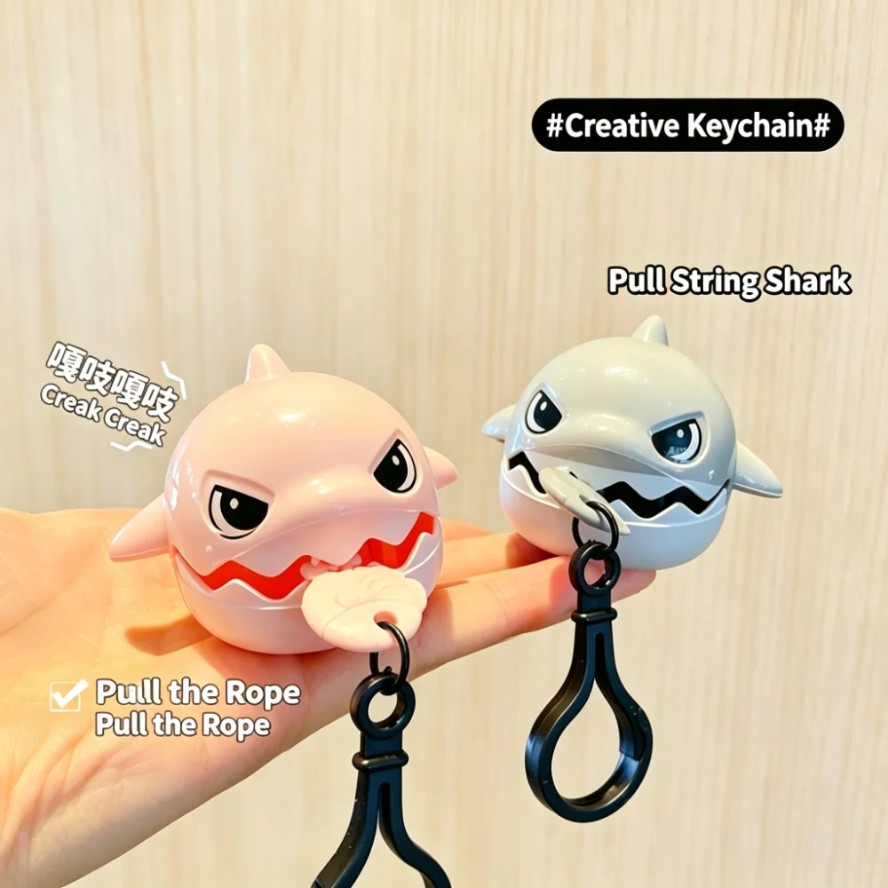 Nibbling Shark Keychain Pull String Biteable Cute Cartoon Big Fish Eat Small Fish Stress Relief Keyring Bag Pendant Gifts
