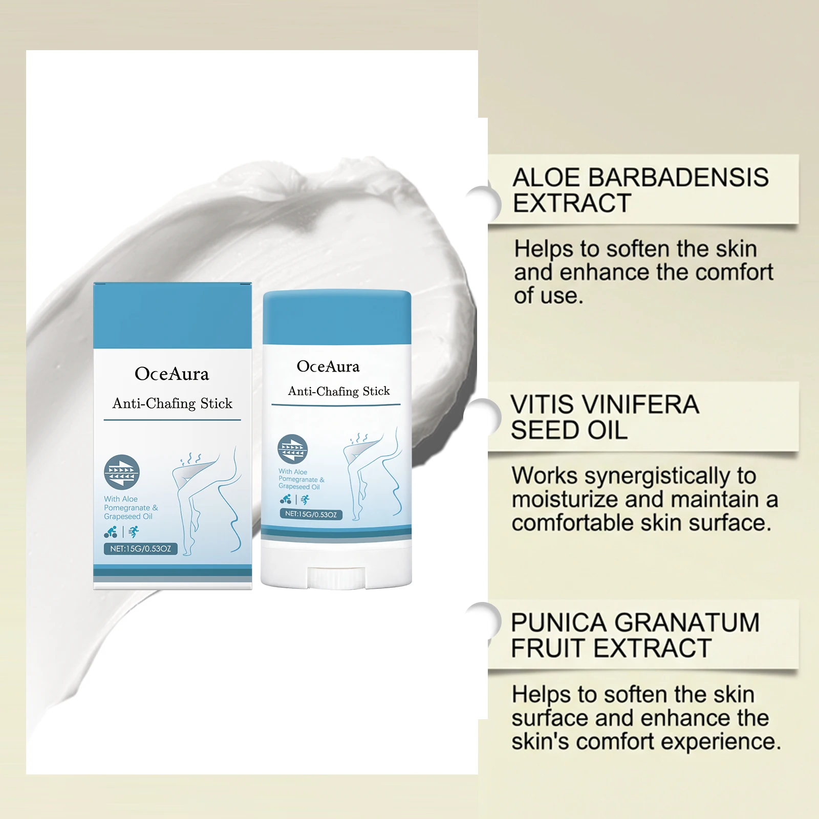 Thigh Anti-Friction Stick Anti Chafe Cream Sweat-Proof Skin Rescue For Heel Lower Arm Thigh Skin Soothing Moisturizing Skin Care