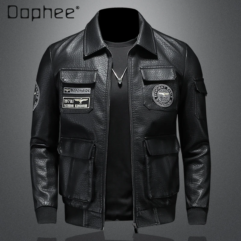 

Новинка весны и осени 202, мужская винтажная черная мотоциклетная кожаная куртка бордового цвета, облегающая парка Harley Cruiser, куртка для верховой езды