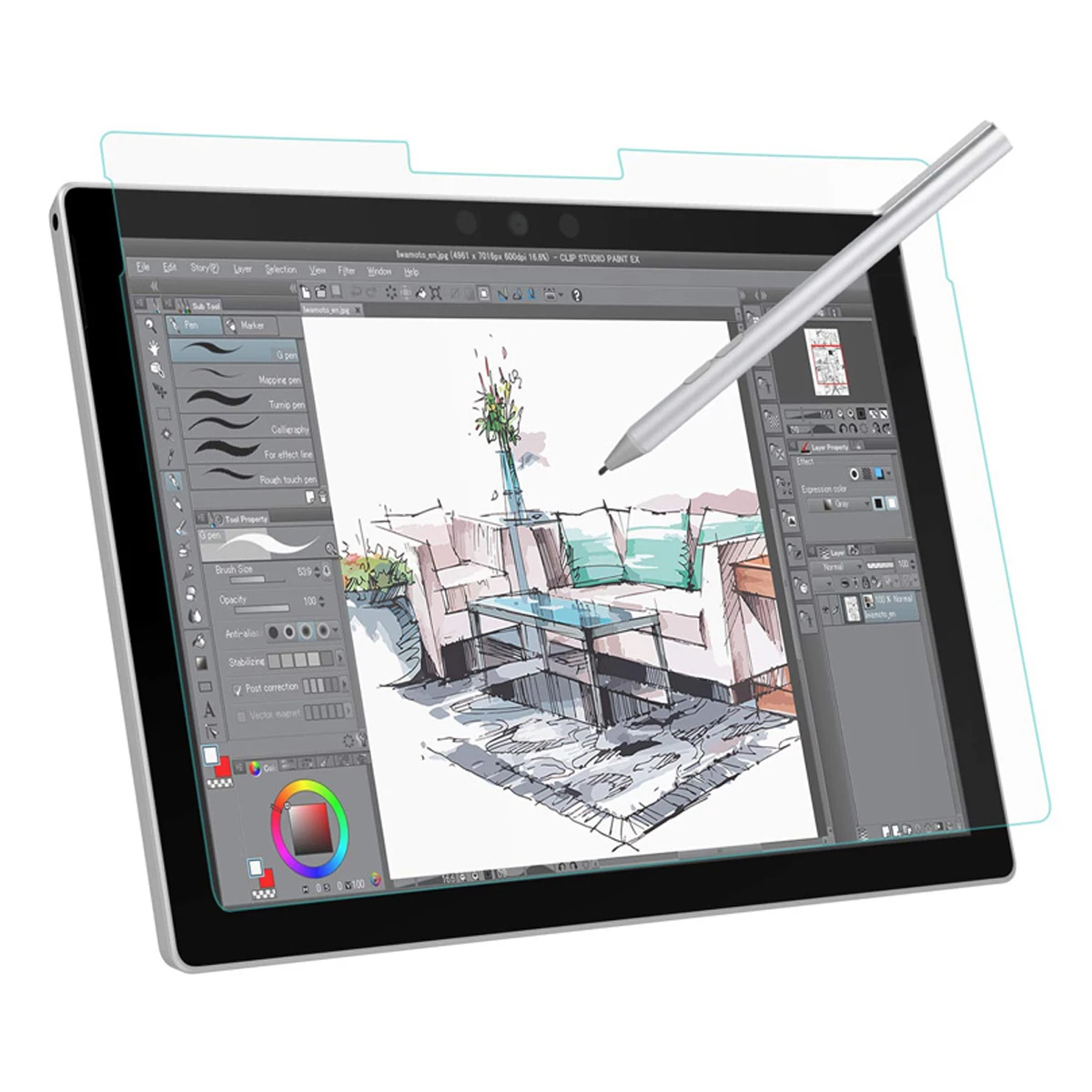 1 قطعة-واقي شاشة من الورق غير لامع مناسب لجهاز Microsoft Surface Pro 4/5/6/7/7+/8/9/X/Go 2 2020/2018