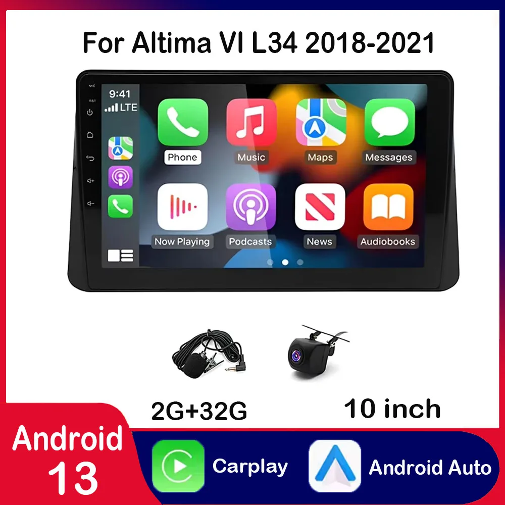 

Android 13 Car Radio Stereo Wireless Carplay GPS Navigation Compatible for Altima VI L34 2018-2021