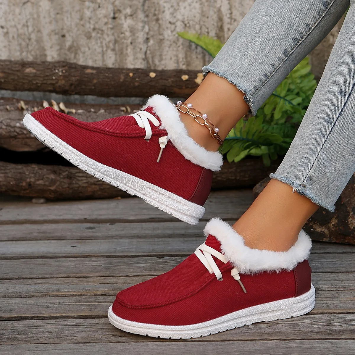 Women Boots Winter New Thick Bottom Snow Boots Female Plus Velvet Thickened Hairy Cotton Shoes Women's Casual Printed Sneakers