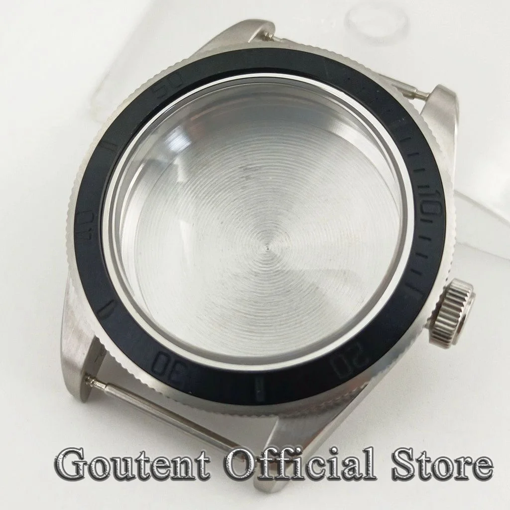 NONE Goutent 39 mm silbernes Uhrengehäuse, Kuppel-Saphirglas, passend für NH34 NH35 NH36 ETA 2824 PT5000, Automatikwerk 6