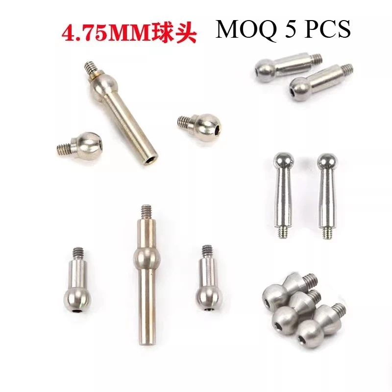 5PCS 2mm 2.5mm Separate Thread Ball Head 4.7mm 4.75mm Servo Arm Bracket Cross Plate Ball Head for STASRC450 500 Helicopter