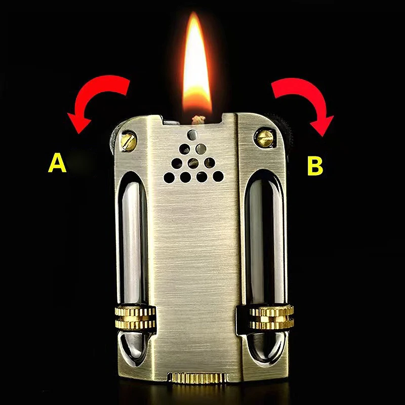 

Vintage Zinc Alloy Dual Flint Wheel Ignition Petrol Lighter Men Cigarette Fuel Isqueiro Collection