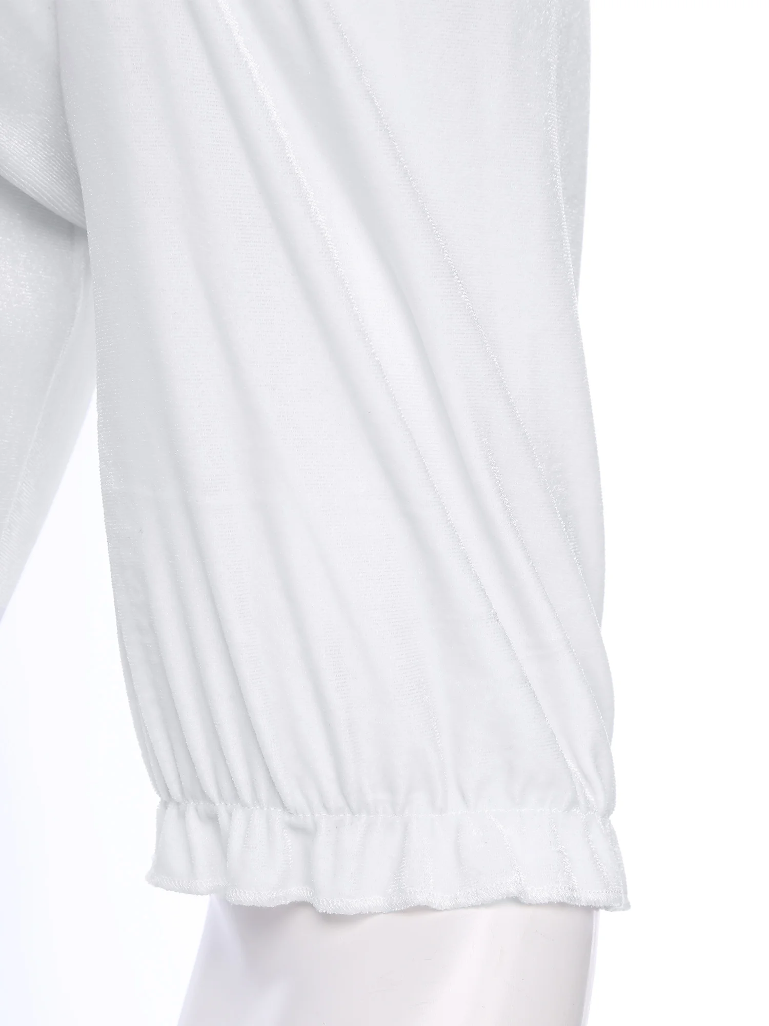 男性バレエダンストップス中世バレエプリンスダンスウェアパフォーマンストップハーフスリーブフリル袖口プルオーバーベースレイヤークロップシャツ