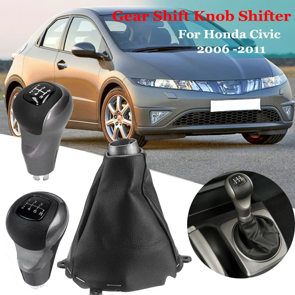 5/6 Speed Vehicle Manual Gear Shifter Lever Change Knob Gaiter Boot For Honda Civic 2006 2007 2008 2009 2010 2011 Car Dust Cover